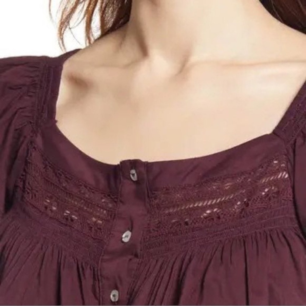 Free People Purple Ruffle Top - Picture 3 of 9